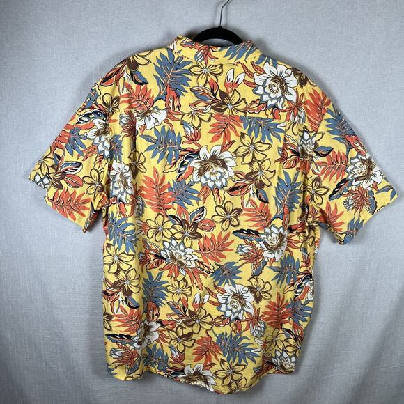 VTG Reyn Spooner Floral Aloha Shirt Tailored Fit 3XL Yellow Tropical Hawaiian - Picture 2 of 7